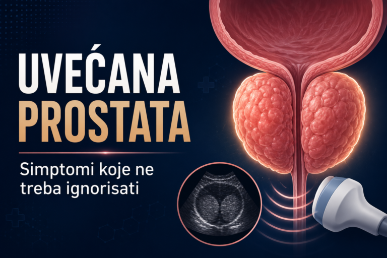 Ilustracija uvećane prostate ispod mokraćne bešike – LENUS Banja Luka